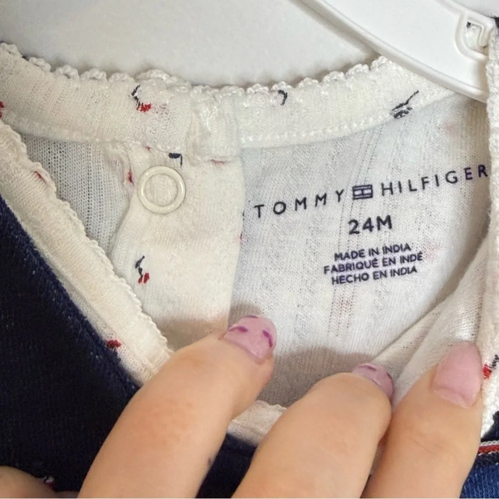 Tommy Hilfiger Navy and Cream Toddler Dress